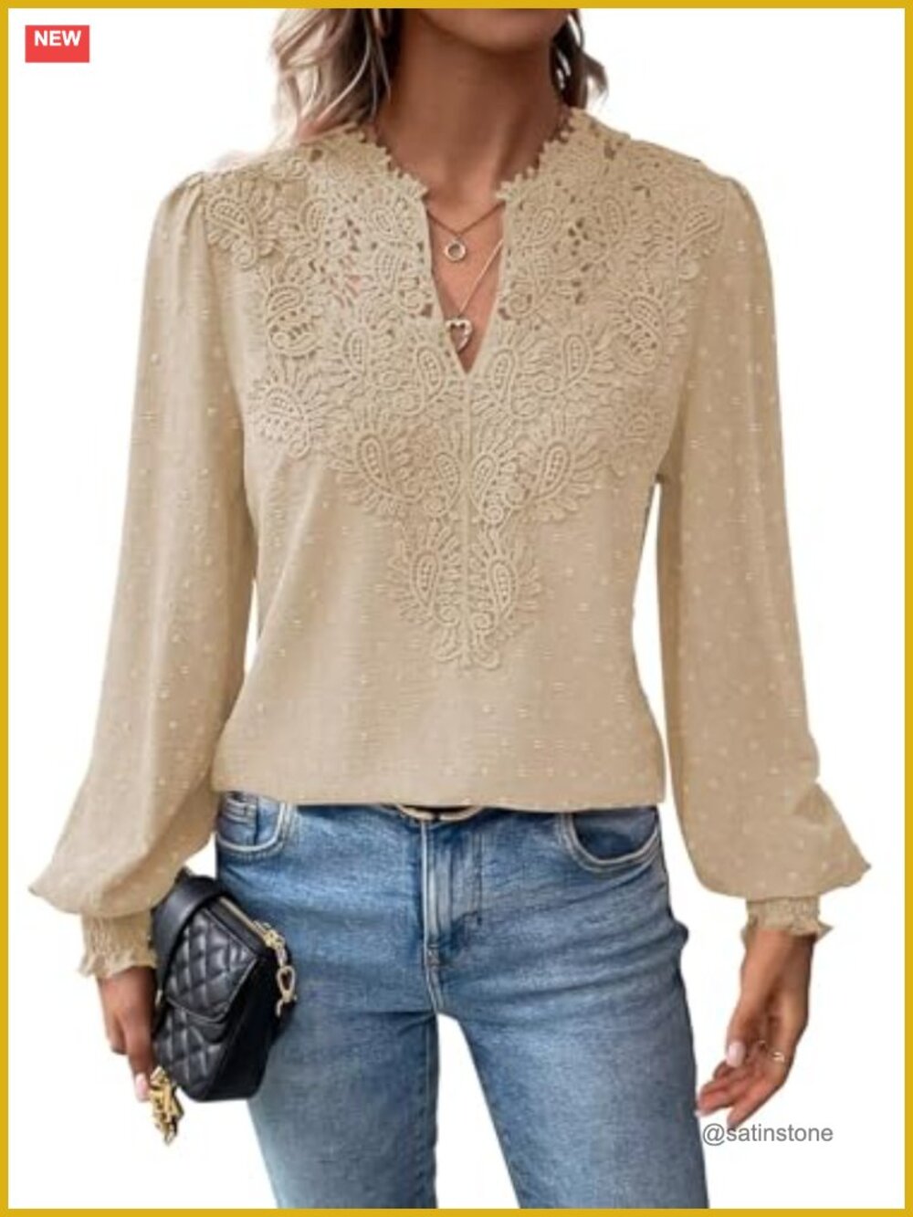 Womens Boho Lace Floral V Neck Long Sleeve Ruffle Blouse Peasant Top